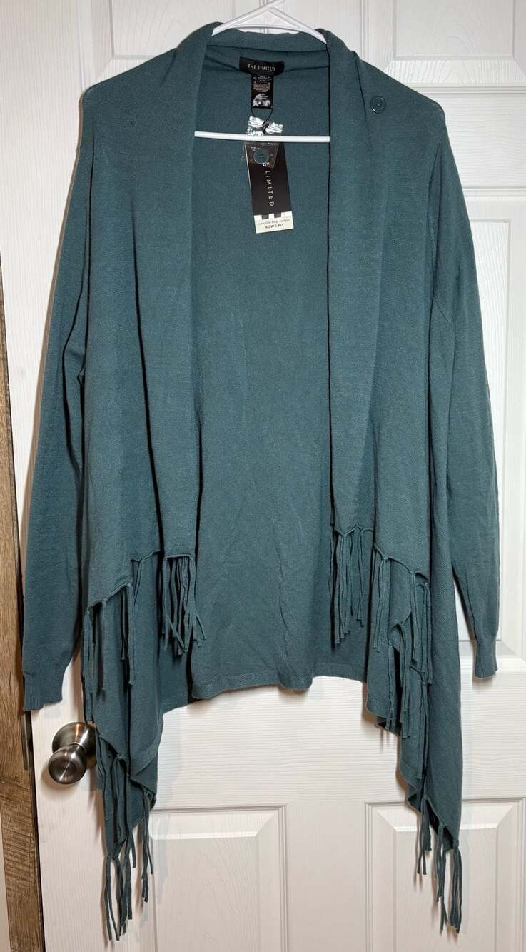 Fringe Cardigan Green Size XL